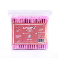 Палочки ватные бамбуковые в пакете (100шт/уп) Розовый