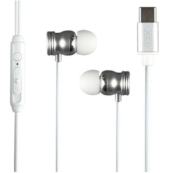 Навушники провідні з мікрофоном XO EP56 Type-C Срібний, фото 1