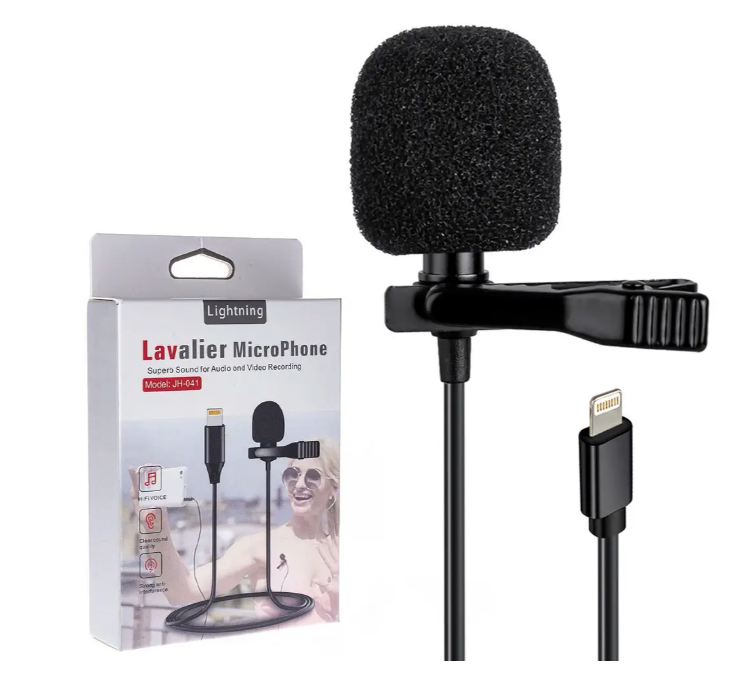 Мікрофон петличний JH-041 Lavalier MicroPhone Lightning із затискачем