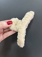 Шпилька — крабик для волосся хутряна, пісок