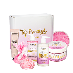 Подарунковий набір доглядової косметики для жінок Top Beauty "Рожевий" 5 предметів