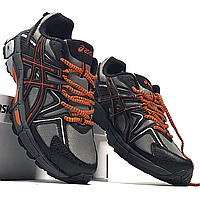 Кроссовки мужские и женские Asics Gel Kahana 8 Black Grey Orange/ Асикс гель кахана 8 черные серые оранжевые