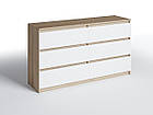 Комод колір дуб сонома з білим фасадом на 6 ящиків 140*75*40 см, фото 3