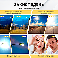 Окуляри для водіїв поляризаційні антиблік Brillix для нічної та денної їзди з чохлом (BRL-012Y), фото 4