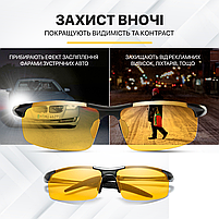 Окуляри для водіїв поляризаційні антиблік Brillix для нічної та денної їзди з чохлом (BRL-012Y), фото 5