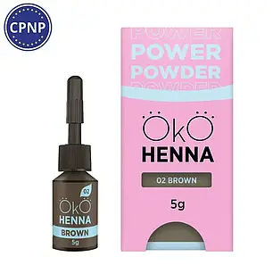 Хна для брів OKO Power Powder, 02 Brown, 5 г, фото 1