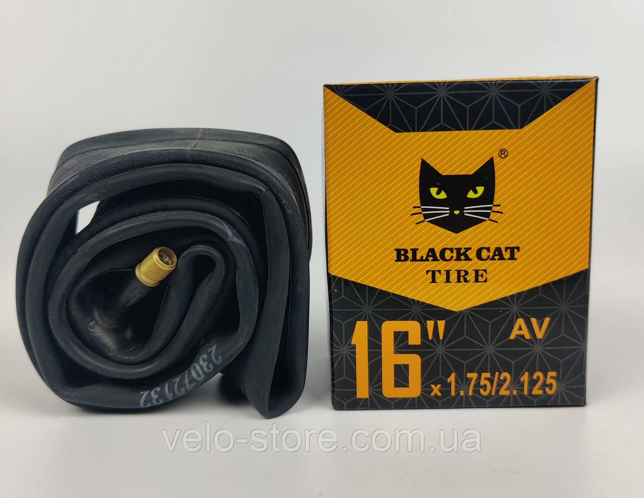 Велокамера 16х1.75 - 2.125 AV Black Cat. Велосипедна камера 16, Камера для велосипеда