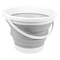 Складное ведро Silicon Bucket 10л. Серое! Salee