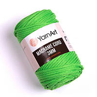 Хлопковый шнур плетеный YarnArt Macrame Cotton Cord 3 mm, Салат №802, (Янарт Макраме котон) 250 г, 85 м, нити