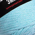 Бавовняний шнур плетений YarnArt Macrame Cotton Cord 3 mm, Ментол No775, (Янарт Макраме котон) 250 г, 85 м, фото 3