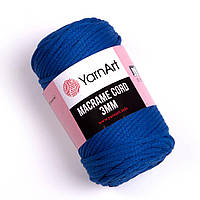 Хлопковый шнур плетеный YarnArt Macrame Cotton Cord 3 mm, Синий №772, (Янарт Макраме котон) 250 г, 85 м, нити