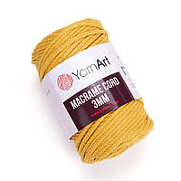 Хлопковый шнур плетеный YarnArt Macrame Cotton Cord 3 mm, Охра №796, (Янарт Макраме котон) 250 г, 85 м, нити