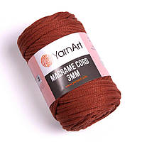 Хлопковый шнур плетеный YarnArt Macrame Cotton Cord 3 mm, Кирпичный №785, (Янарт Макраме котон) 250 г, 85 м,