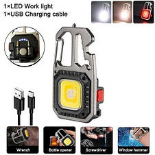 Ліхтар кишеньковий KL-535/5138-COB ULTRA(white+yellow+red), multitool, Li-Ion акумулятор, магніт, карабін, викрутка, ЗУ Type-C, фото 4