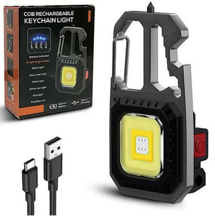 Ліхтар кишеньковий KL-535/5138-COB ULTRA(white+yellow+red), multitool, Li-Ion акумулятор, магніт, карабін, викрутка, ЗУ Type-C, фото 1