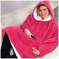 Плед Huggle с капюшоном Ultra Plush Blanket Hoodie Розовый, Топовый