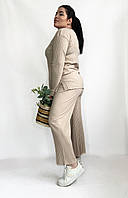 Костюм рубчик штаны палаццо с карманами и кофта с длинным рукавом размерный ряд L,XL,2XL,3XL