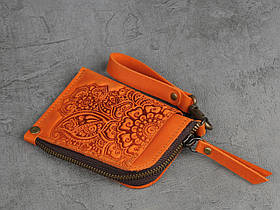 Міні-гаманець кардхолдер на блискавці 'Квіти'