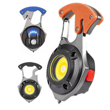 Ліхтар multifunctional W5143-COB(white+yellow+red), multitool, Li-Ion акумулятор, магніт, карабін, викрутка, фото 1