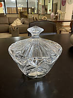 Конфетница масленка ваза с крышкой Bohemia хрустальная прозрачная d.150*250h. Италия