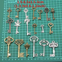 Підвіски для ключів, браслетів, намиста, ремісничий металевий кулон "Ключі". Набір 50 грамів