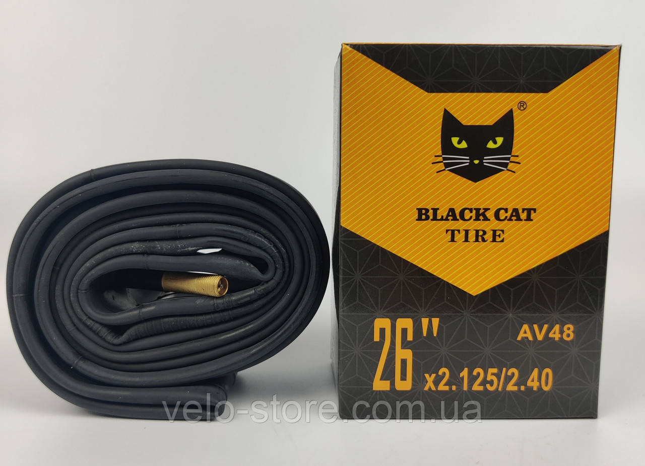 Велокамера 26х2.125 - 2.40 AV 48 Black Cat. Камера для велосипеда 26. Велосипедна камера 26