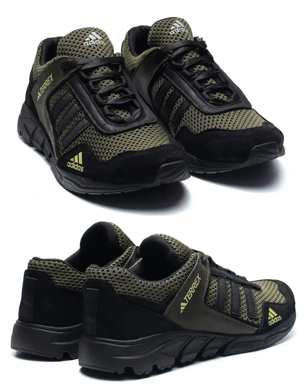 Чоловічі літні кросівки сітка Adidas (Адідас) Terrex, кеди повсякденні чорні хакі. Чоловіче взуття, фото 1