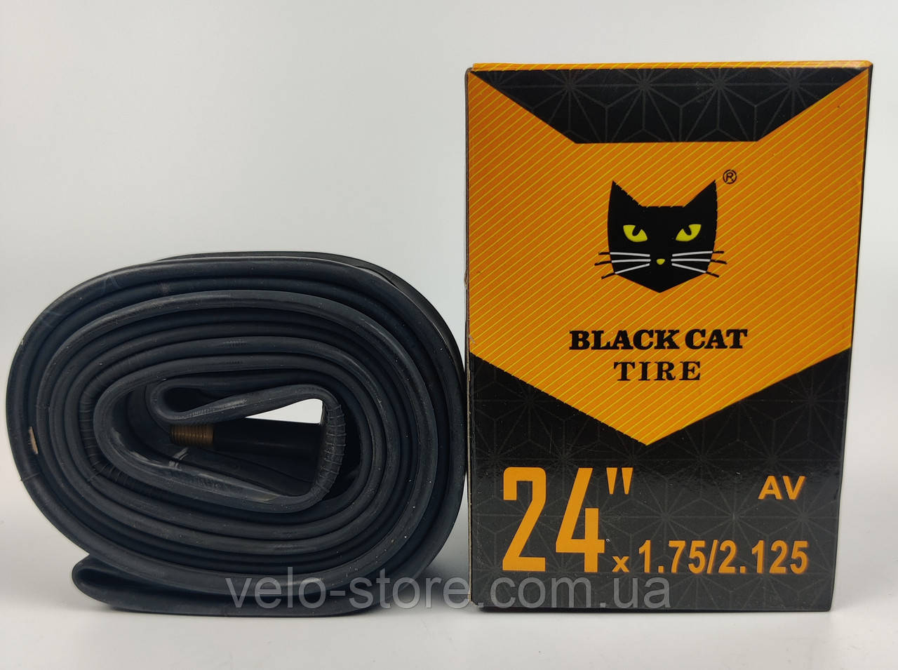 Велокамера 24х1.75 - 2.125 AV Black Cat. Камера для велосипеда, Велосипедна камера