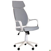 Кресло офисное Концепт (Concept) пластик белый, ткань Светло-серая, ТМ Амф