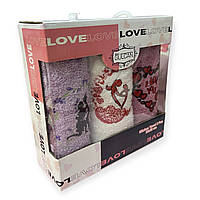 Набор махровых кухонных полотенец Gulcan Love 30-50 см разные цвета