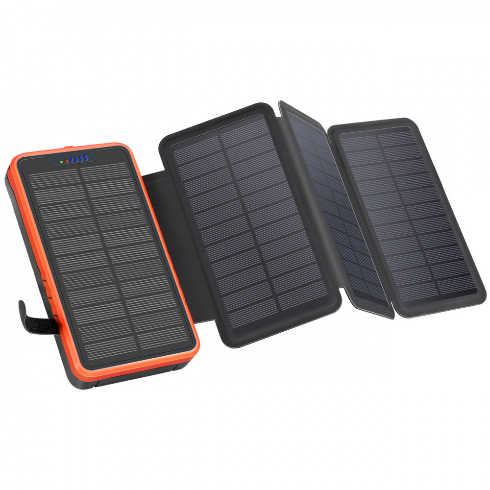 Сонячний PowerBank iBattery YD-820S з додатковими панелями та ліхтариком 26800 mAh black, фото 1