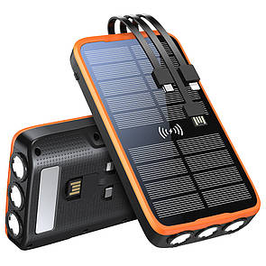 Сонячний Power Bank iBattery L3SW з вбудованими дротами та бездротовою зарядкою QI 20000 mAh