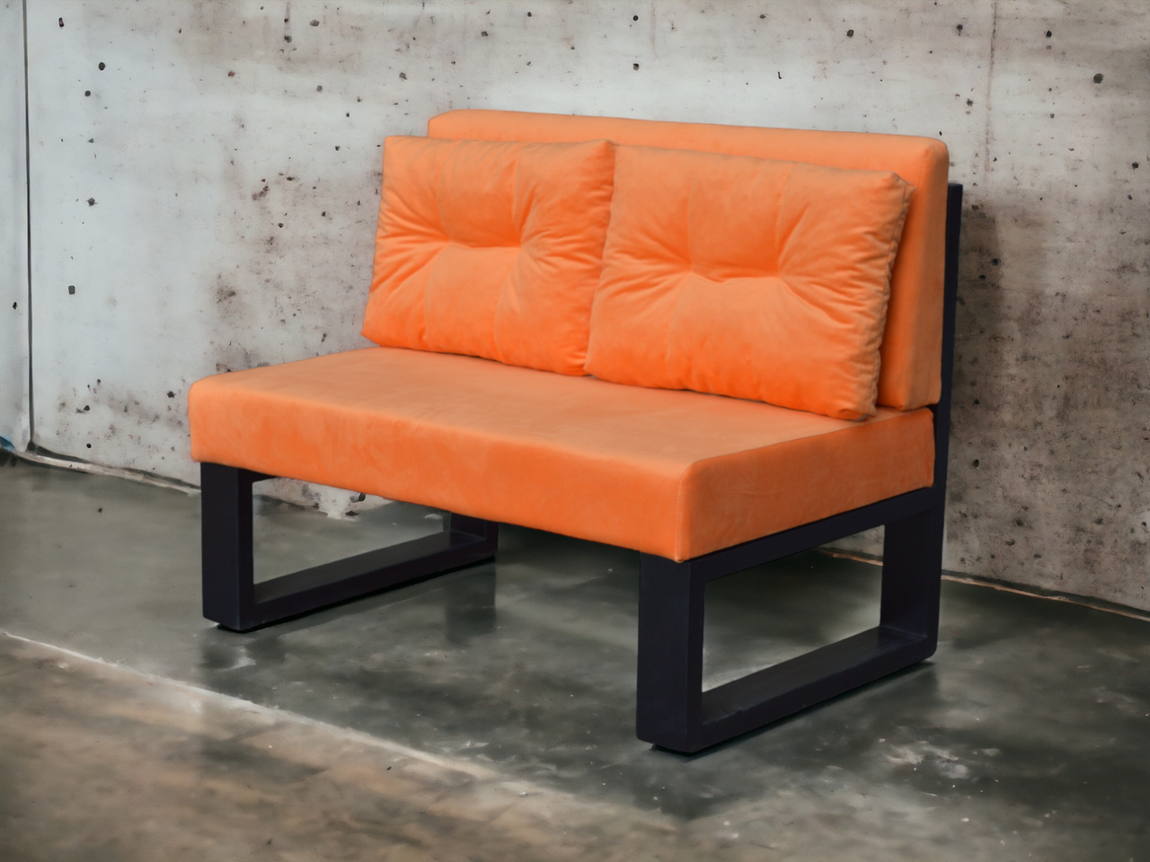 Розбірний диван для бару, кафе, салону, тераси в стилі ЛОФТ (помаранчевий з чорни) - фото 1 - id-p1964783933