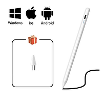 Стилус для малювання універсальний для телефона та планшета з додатковим носиком, білий
