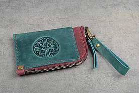 Міні-гаманець кардхолдер на блискавці з традиційним орнаментом