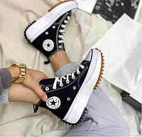 Кеды Converse конверсы высокие Run Star кеды Converse конверсы женские на высокой платформе черно белые 36-40р