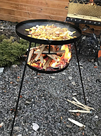 Садж сковорода 50см для пикника из диска бороны с подставкой для разведения огня, крышкой и чехлом