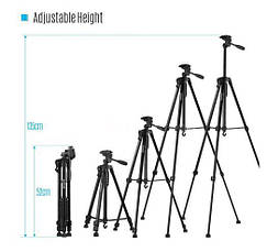 Штатив трипод TR 3366 знімний майданчик та тримач (50-140см, до 3 кг) Чорний, фото 2