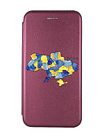 Чехол-книжка с рисунком для Samsung Galaxy A05 (A055) Бордовый :: Карта Украины (принт 261)