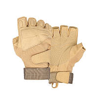 Тактические перчатки беспалые Lesko E302 военные армейские с открытыми пальцами размер XL Песочный