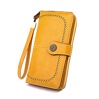 Кожаный кошелек женский с качественной экокожи желтый