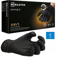 Рабочие перчатки M (7-8) - GoGrip Mercator Medical (50 шт), нитриловые, плотность 6.7 г. - черные