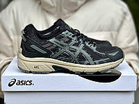 Мужские кроссовки Asics Gel Venture 6 Black Khaki (Черные) Обувь Асикс Гель Вентуре 6 текстиль сетка демисезон