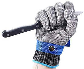 Рукавичка шкіркова плетена з неіржавкої сталі Anticut glove. Захист рук від подряпин і порізів