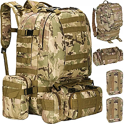 Рюкзак тактичний 55 л, (55х40х25см), B08, з підсумками, мультикам / Військовий штурмовий рюкзак на MOLLE