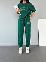Женский спортивный костюм на весну/лето, размер 42-44, 46-48, 50-52, с надписью L/XL, 46-48, Зеленый