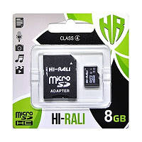 Карта памяти microSDHC 8GB Hi-Rali Class 4 + SD-adapter (HI-8GBSDCL4-01)