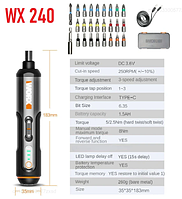 Отвертка Аккумуляторная Worx WX240 с насадками в кейсе