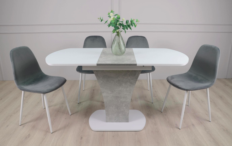 Стіл обідній Sheridan 110(145)x68 Біла Аляска / Індастріал