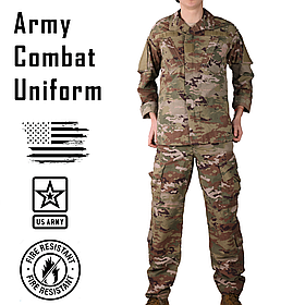 Вогнестійкий комплект уніформи, Розмір: Medium Long, Army Combat Uniform, Field (USA), Колір: MultiCam (FR)